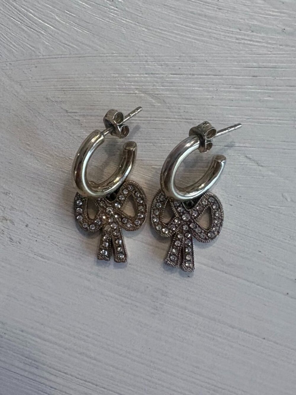 Coach Gold Pavé Bow Hoop Earrings